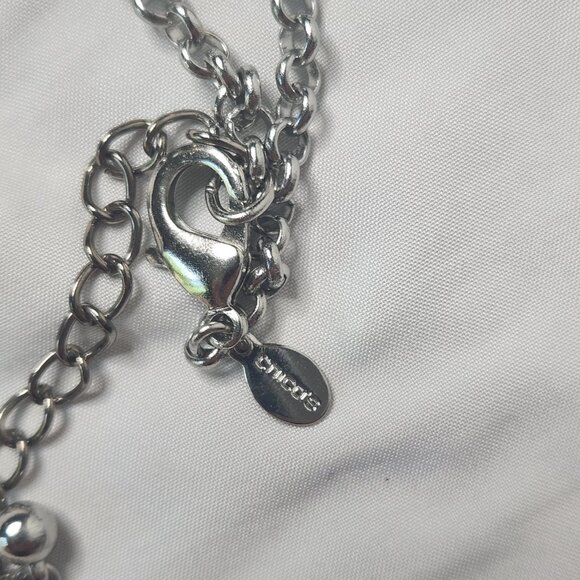 Chicos Womens Statement Necklace Stone Bead Tassell - Picture 2 of 4